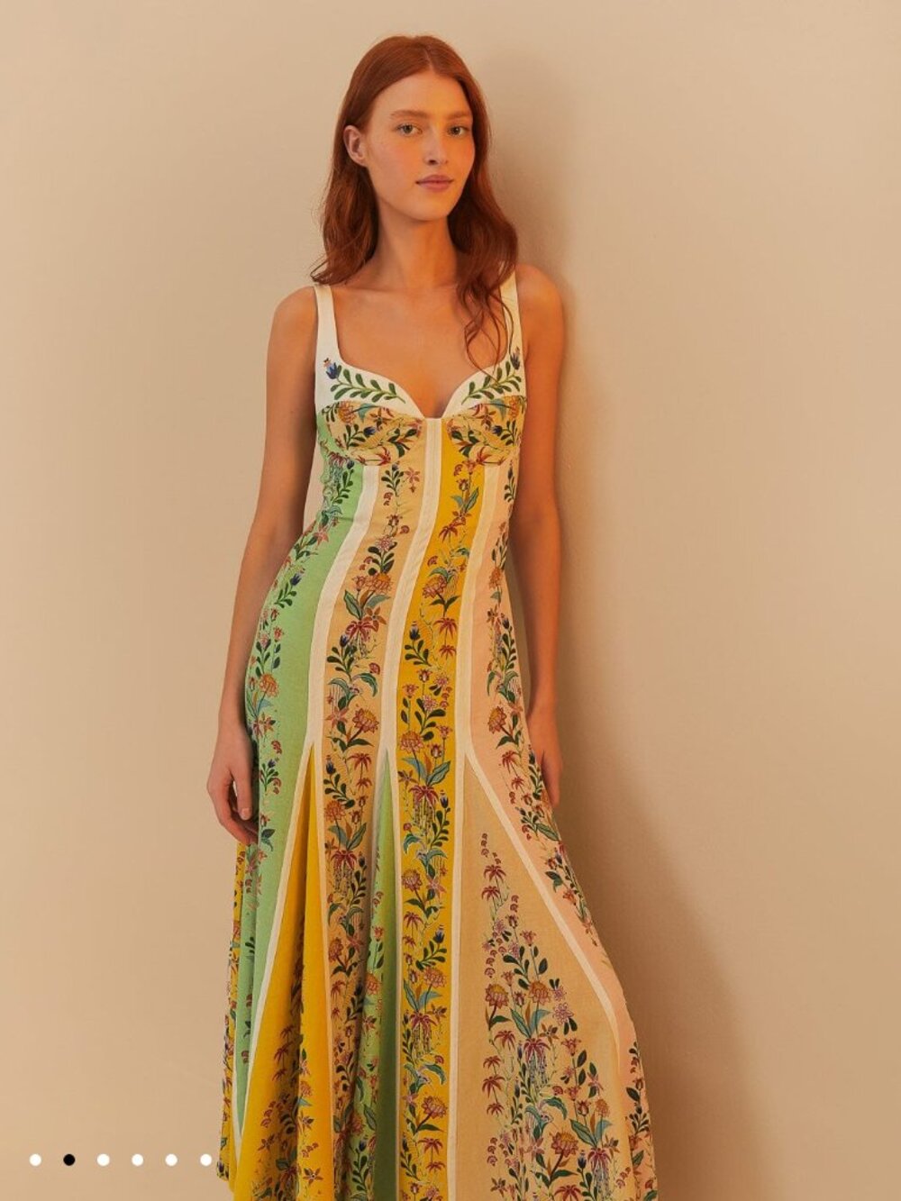Farm Rio Delicate Floral Stripes Maxi Dress - Picture 2 of 14